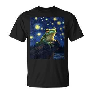 Camiseta con gráfico de rana estilo Van Gogh Starry Night - Product Image 1