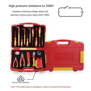 Juego <span class=keywords><strong>de</strong></span> Herramientas Profesional para Electricistas, Mecánicos y Trabajos Industriales, 1000V, 16 Piezas, Aisladas VDE, <span class=keywords><strong>de</strong></span> Acero al Cromo Vanadio, con Trinquete, OEM - Product Image 3