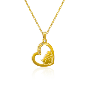Collar con Colgante de Corazón Chapado en Oro 304 316, Cadena de Aleación Romántica para Mujer, Circonita Cúbica, Joyería para Uso Diario - Product Image 1