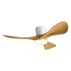 Ventilateur de plafond de restaurant rétro nordique, design moderne avec lumière, fonctionnement silencieux, pales en bois massif, télécommande LED Bldc - Product Image 1