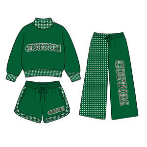 Ensemble de yoga pour enfants avec pantalon large, short, haut à col montant en nylon et élasthanne, vente en gros, couleur personnalisée, taille personnalisée, marque privée - Product Image 2