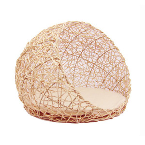 Cama Redonda Tejida de Bambú para Perro, Casa Transpirable para Mascotas de Tamaño Pequeño - Product Image 4