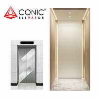 Ascenseur de passagers CONIC, cabine moderne, porte de palier à motif gravé pour bâtiment commercial, fourni par l'usine