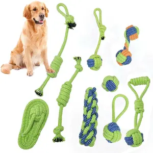 Factory Direct Sales Low Price Pet Interactive Toys Eco-friendly Cotton Green Dog Rope Knot Toys Dog Toys Rope