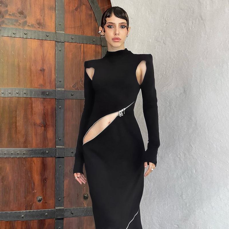 Chic Styles and Comfort in long sleeve zipper slimming dress for Trendy  Women