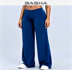 Custom Logo Women's Sexy <strong>Low</strong> <strong>Waist</strong> Fold-Over Waistband Fitness Workout <strong>Leggings</strong> Wide Leg Slimming Flare Yoga Pants Gym <strong>Leggings</strong> - Product Image 5