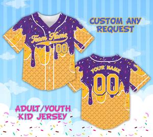 Camiseta de equipo de goteo de helado con número de nombre personalizado, camiseta de goteo de Color personalizado, camiseta de equipo de pelota a juego familiar, traje de verano - Product Image 4