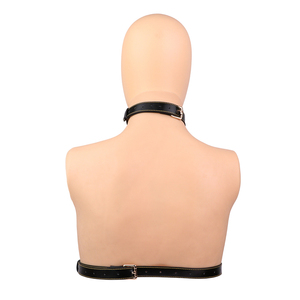 Arnés de pecho <span class=keywords><strong>Bondage</strong></span> de cuero PU con abrazaderas de cuello y pezón, <span class=keywords><strong>Bondage</strong></span> SM BDSM para parejas - Product Image 5