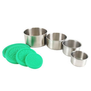 <span class=keywords><strong>Mini</strong></span> Boîte À Lunch Enfants Silicone Couvercle Bébé Conteneurs De Nourriture En Métal Salade Snack Conteneur Boîte En Acier Inoxydable Rond Déjeuner Bols Ensembles - Product Image 5