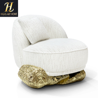 Canapé simple de luxe moderne et simple Fauteuil avec base en cuivre pur Canapé pour salon Hôtel Chambre à coucher Maison Canapé d'art vivant