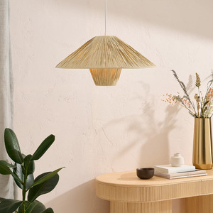 Lampe suspendue moderne minimaliste en forme de champignon, tissée à la main, E27, LED ronde, pour hôtels, restaurants, auberges de style japonais, chambres à coucher - Product Image 2
