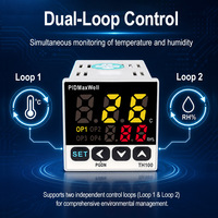 Contrôleur de température et d'humidité à double boucle PIDMaxWell TH100, 2 sorties relais, RS-485 Modbus, certifié CE, OEM/ODM, IP43, 3 ans de garantie