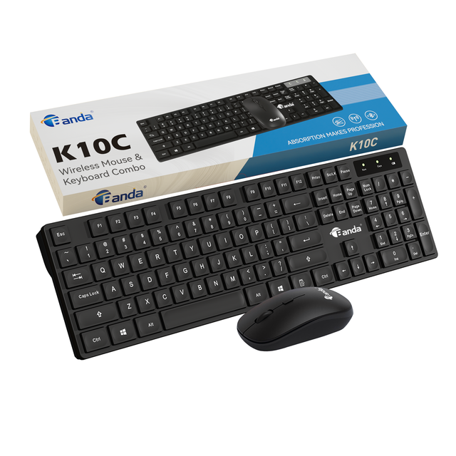 Wireless USB 2.4G Keyboard and Mouse Combo 1600 DPI Ultra Thin 104-Key Office Set for Home/Office Use