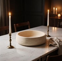 Bol de service moderne en marbre de qualité export pour salades, pâtes, collations, fruits et centre de table décoratif, disponible à prix réduit
