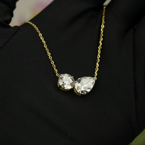 สร้อยคอเพชรสำหรับผู้หญิงสีทองและสีโรสโกลด์เครื่องประดับของขวัญทันสมัย - Product Image 1