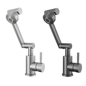 Robotic Arm Faucet 304 Stainless Steel Single Handle Deck Mounted 360 Degree Rotate For Bathroom Sink Hot Cold Water - Product Image 2