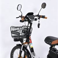 Vélo électrique à double amortissement 500W, vitesse maximale 45 km/h, pour usage familial, deux places avec grand panier avant