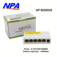 Commutateur réseau Gigabit ANPA 5 ports 10/100/1000 Mbps QoS 4,8 Gbps empilable Plug and Play Fast Ethernet pour la maison, le bureau et les caméras IP