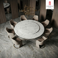 Ensemble de table à manger ronde de luxe pour 8 personnes, table moderne avec plateau en pierre et chaises design