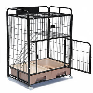 กรงสุนัขสัตว์เลี้ยงทำจากสแตนเลสหลายขนาดพร้อมล้อคอกสุนัขสองชั้นในร่ม - Product Image 2