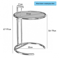 Table basse ronde à hauteur réglable en acier inoxydable, style moderne du milieu du siècle, table d'appoint en verre pour salon, chambre à coucher, style nordique, vente en gros