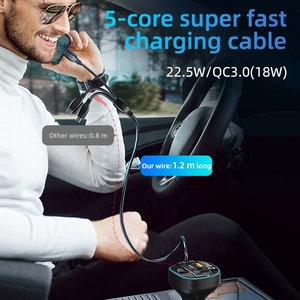Carro <span class=keywords><strong>Bluetooth</strong></span> 5.3 Transmissor FM MP3 <span class=keywords><strong>Player</strong></span> Receptor De Áudio 22.5W QC3.0 USB Carregamento Rápido Handsfree Car Kit Modulador FM - Product Image 4