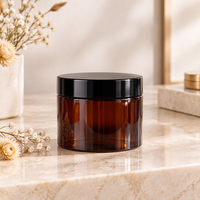 Bocaux en plastique PET ambré avec couvercle à vis noir, protection UV, conteneur cosmétique pour crème de soin de la peau, gommage corporel et facial