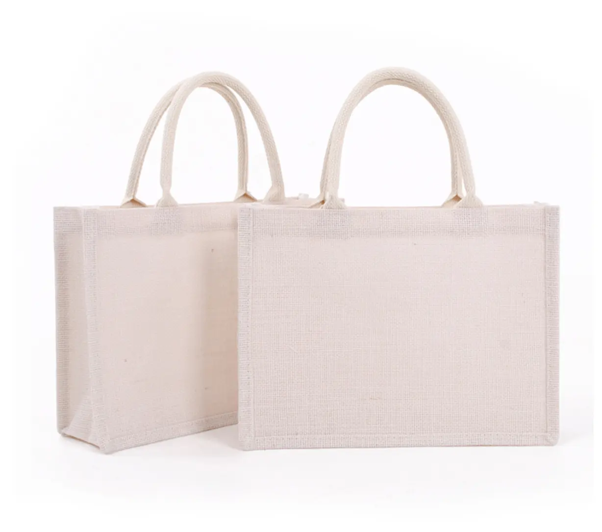 DIY-Druck Großhandel umweltfreundlich einkaufen OEM individuell reine weiße Jute-Tasche mit Logodruck