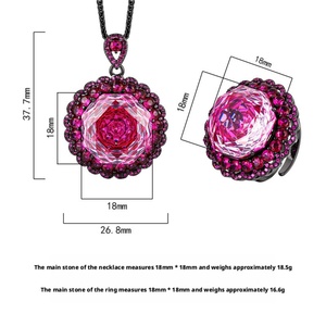 Fashion Eco-friendly Copper Rose Cut 18MM Pink Zircon <b>Necklace</b> Earrings <b>Set</b> New Style Jewelry <b>Set</b> for Bold Statements - Product Image 2