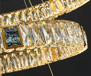 Venta caliente iluminación sala de estar lámpara colgante LED anillo de lujo avec tripied candelabro de cristal colgantes Luz - Product Image 6