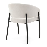 Fauteuil ergonomique moderne à dossier incurvé, revêtu de tissu bouclé, avec pieds en métal noir