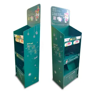 POS Cardboard Pop Up Paper Christmas Gift Display Floor Shelf Carton Stand for Greeting Card