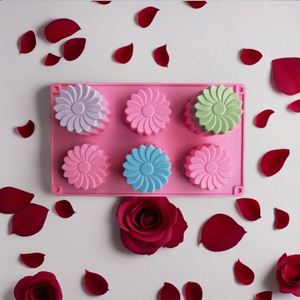Decoration <b>Tools</b> 6 Holes Sunflower Flower Shaped New Year Soap Baking <b>Crafts</b> Cake Mould Silicone Mold for Resin Casting - Product Image 1