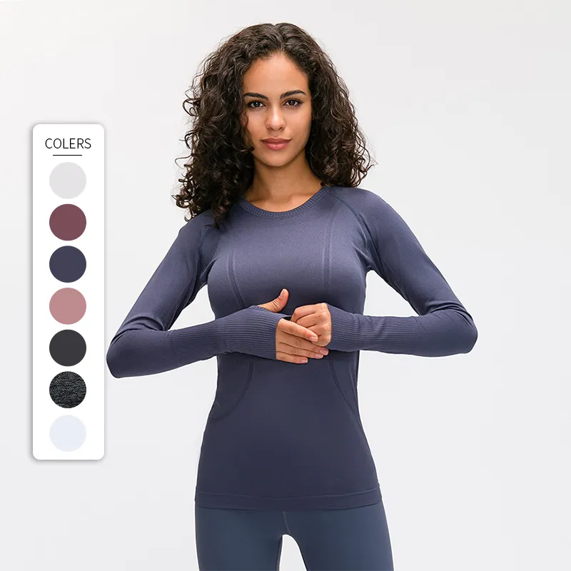 Benutzer definierte Frauen Langarm Yoga Tops Großhandel Mädchen Workout Sport Shirt Frauen Fitness Active Wear T-Shirt