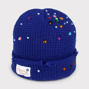 Bonnets d'hiver personnalisés à motif lettres en strass, style vieilli, doublés en <span class=keywords><strong>satin</strong></span> <span class=keywords><strong>de</strong></span> <span class=keywords><strong>soie</strong></span>, avec patch tissé en cristal diamant - Product Image 5