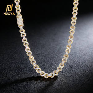Collar Cubano NUOYA con Incrustaciones de Circonitas, Cierre de Solapa de 10 mm, Diseño de Una Sola Hilera con Piedras de Circonita, Collar de Cadena con Diseño en Forma de 8, Joyería Hip Hop, Regalo - Product Image 1