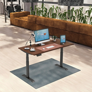Motorized Electric Standing <b>Desk</b> Dark Walnut Wood Height <b>Adjustable</b> Computer Table with Memory Keypad - Product Image 3