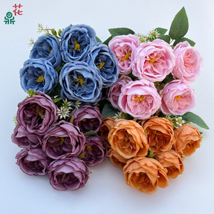 Bouquet de roses artificielles en soie Austin, arrangements floraux hautement réalistes pour accessoires de photographie de mariage, style moderne - Product Image 2