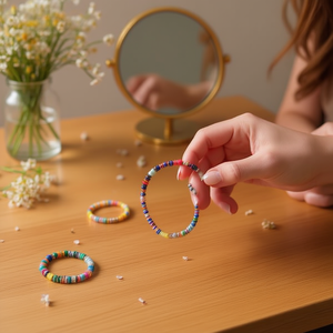 Braccialetto con Perline Sfaccettate N. 8, Gioielli alla Moda con Perline per Donne e Ragazze - Product Image 3