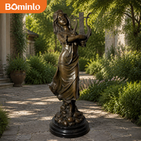 Statue antique en bronze coulé, représentant une femme, Musa grecque, joueuse de lyre, sculpture en métal, figurine d'art pour la décoration intérieure de la maison, du bureau ou de l'hôtel