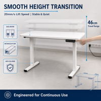 Mesa de Computadora Ergonómica Inteligente con Motor Único, Altura Ajustable Eléctricamente, Motor Silencioso y Resistente, para Trabajar Sentado