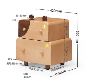 E2022 <strong>Beech</strong> Wood 2 Drawer Cartoon Kid Bedstand Children Nightstand Boy <strong>Bedside</strong> <strong>Table</strong> Girl Night <strong>Tables</strong> - Product Image 1