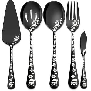 Juego de Cubiertos Navideños de Acero Inoxidable al por Mayor, Tenedor para Ensalada, Cuchara, Espátula para Pastel, Cuchillo para Mantequilla, para Fiestas, Restaurantes y Bufés - Product Image 1
