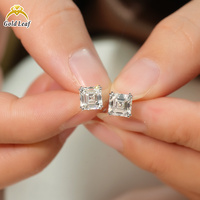 Altın Yaprak 10 ayar 14 ayar 18 ayar Beyaz Altın 0.5 karat-2 karat IGI DEF VVS VS Asscher Kesim Laboratuvarda Yetiştirilmiş Elmas Küpe Unisex Hediye Düğün