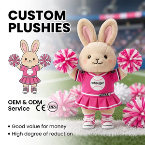 Mascotte Peluche Coniglio Rosa Personalizzata per Tifosi, Giocattolo di Peluche OEM a Forma di Coniglio con Pompon per Squadre di Cheerleading, Ideale per Partite di Football - Product Image 1