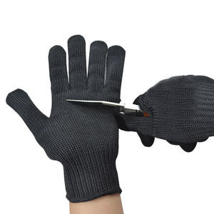 Gants anti-coupure niveau 5 en fil d'acier noir, gants de protection anti-coupure pour usage industriel - Product Image 1