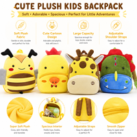 Sac à dos en polyester personnalisé avec logo d'usine, motif girafe mignonne en peluche, sac d'école tendance pour enfants avec fermeture éclair