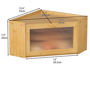 Bamboo Bread Box Rectangle With Glass Door Freshness Preservation <b>Kitchen</b> Storage For Bread And Pastries - Product Image 5