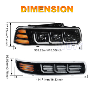 Conjunto de Faros Delanteros LED OVOVS con Luces de Circulación Diurna y Señales de Giro para Chevy Silverado, Suburban 1500/2500 Tahoe 1999-2006 - Product Image 5