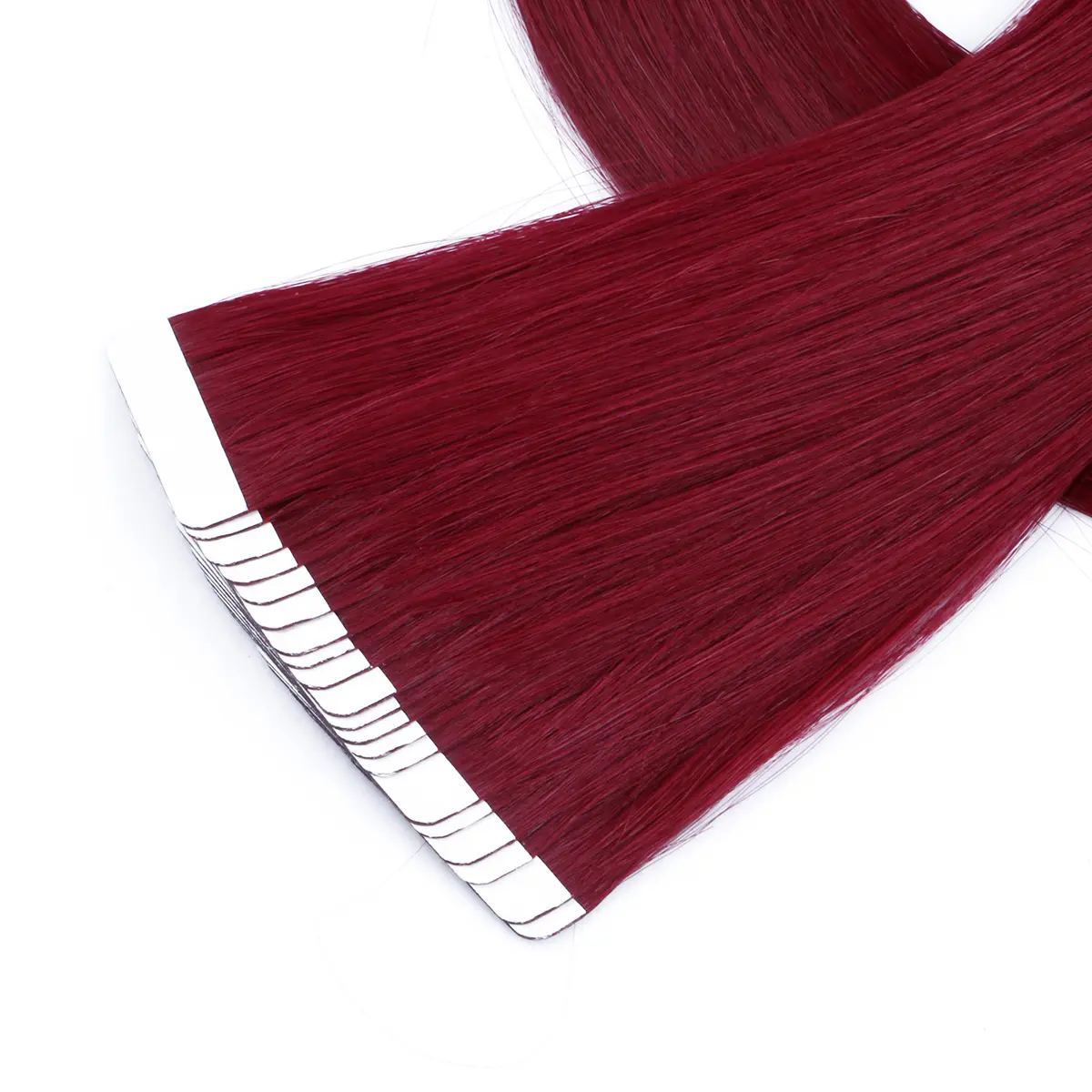 Wholesale 100% Remy Human Hair Tape Hair Extensions High Quality Cuticle Aligned Natural Virgin Tape Ins Hair Extension 99J Red